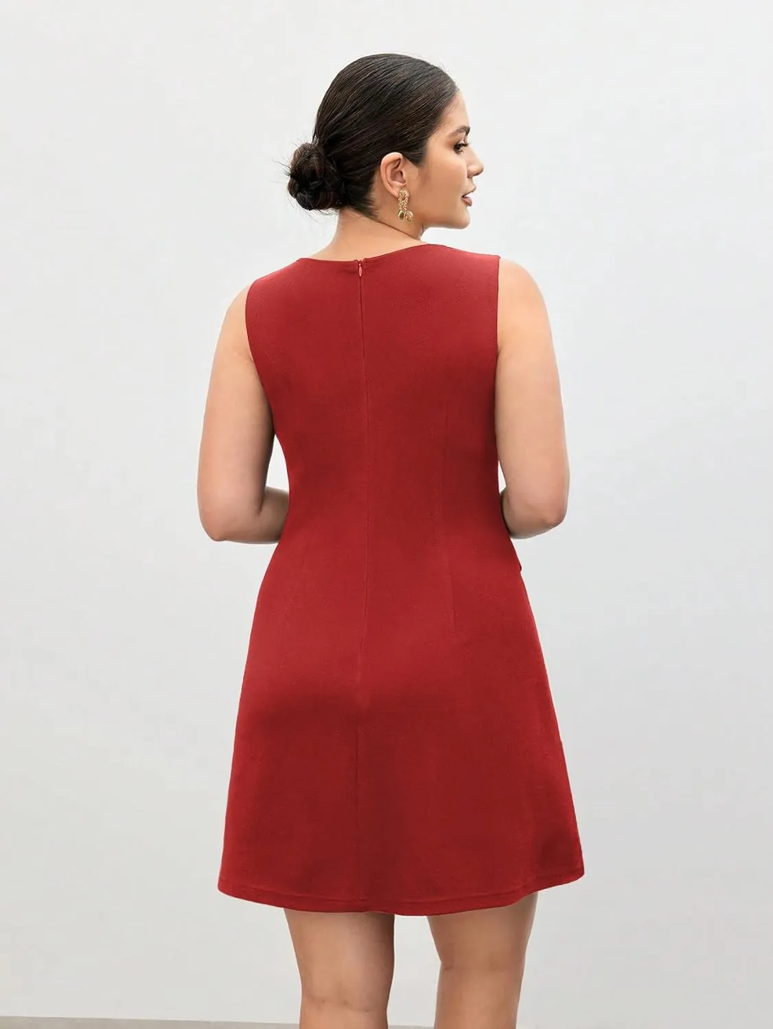 Ekaliy Casual Dresses for Women Semi Formal Business Dresses Tank Crewneck Loose Work Dresses with Pockets