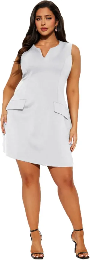 Ekaliy Casual Dresses for Women Semi Formal Business Dresses Tank Crewneck Loose Work Dresses with Pockets