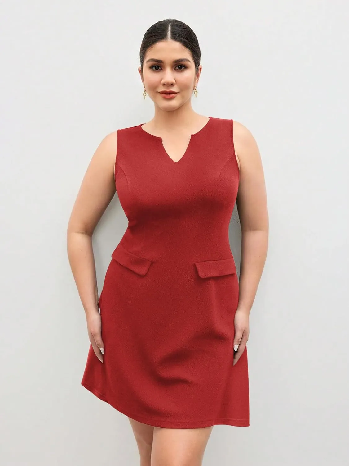 Ekaliy Casual Dresses for Women Semi Formal Business Dresses Tank Crewneck Loose Work Dresses with Pockets