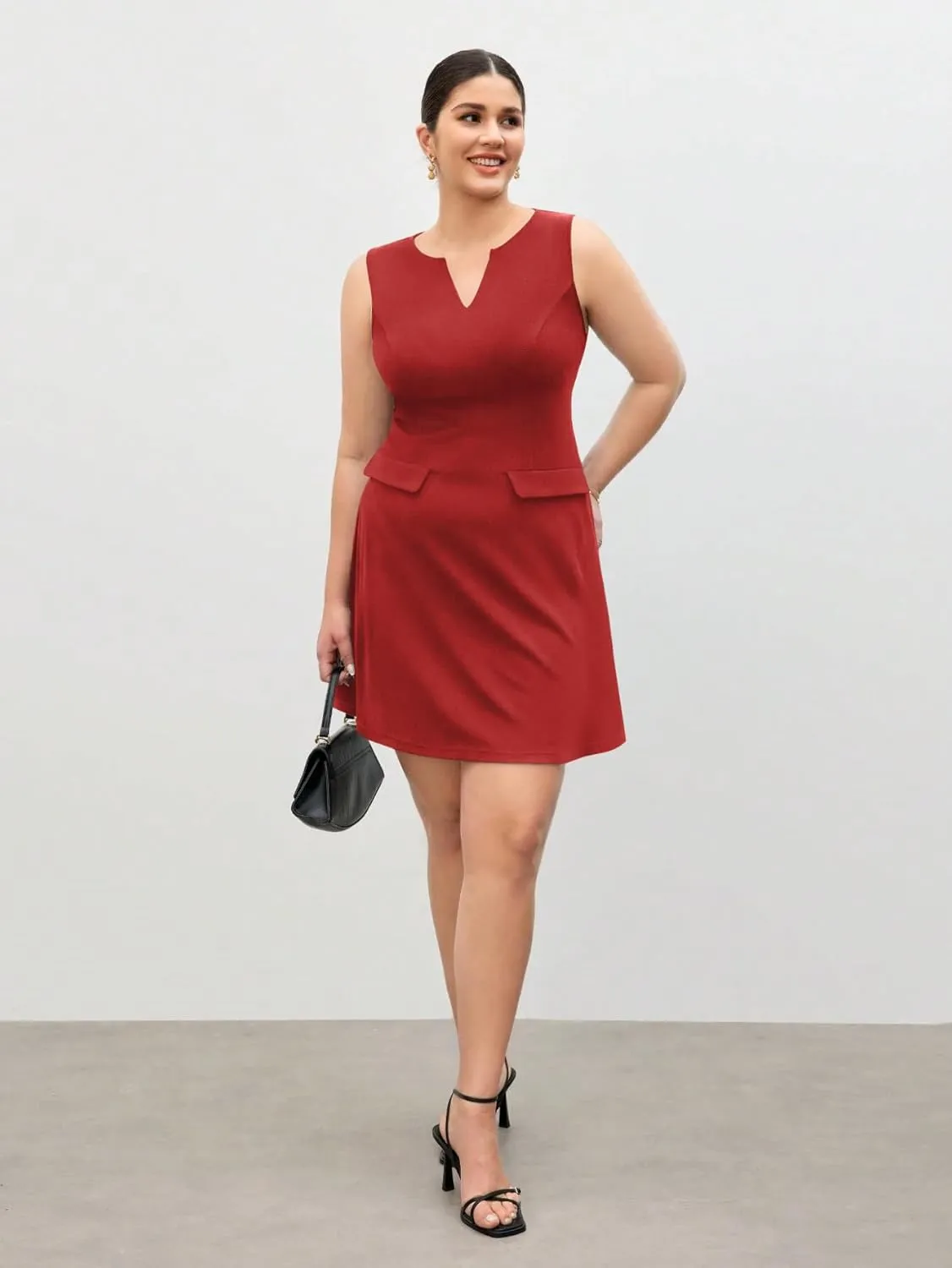 Ekaliy Casual Dresses for Women Semi Formal Business Dresses Tank Crewneck Loose Work Dresses with Pockets