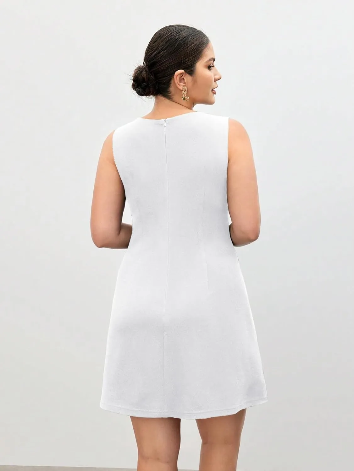 Ekaliy Casual Dresses for Women Semi Formal Business Dresses Tank Crewneck Loose Work Dresses with Pockets