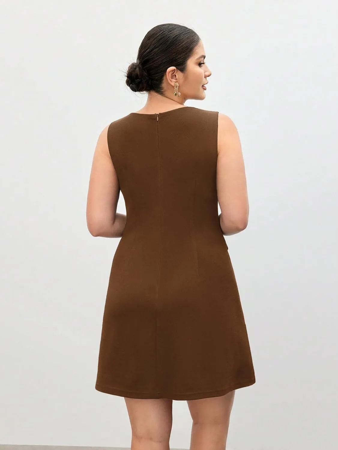 Ekaliy Casual Dresses for Women Semi Formal Business Dresses Tank Crewneck Loose Work Dresses with Pockets