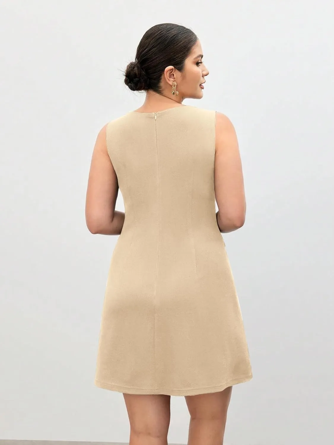 Ekaliy Casual Dresses for Women Semi Formal Business Dresses Tank Crewneck Loose Work Dresses with Pockets