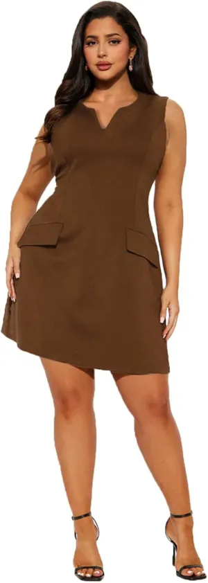 Ekaliy Casual Dresses for Women Semi Formal Business Dresses Tank Crewneck Loose Work Dresses with Pockets