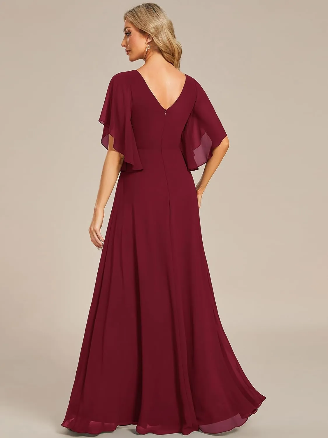 Ever-Pretty Women's V Neck Half Sleeves A Line Applique Maxi Evening Dresses 02033