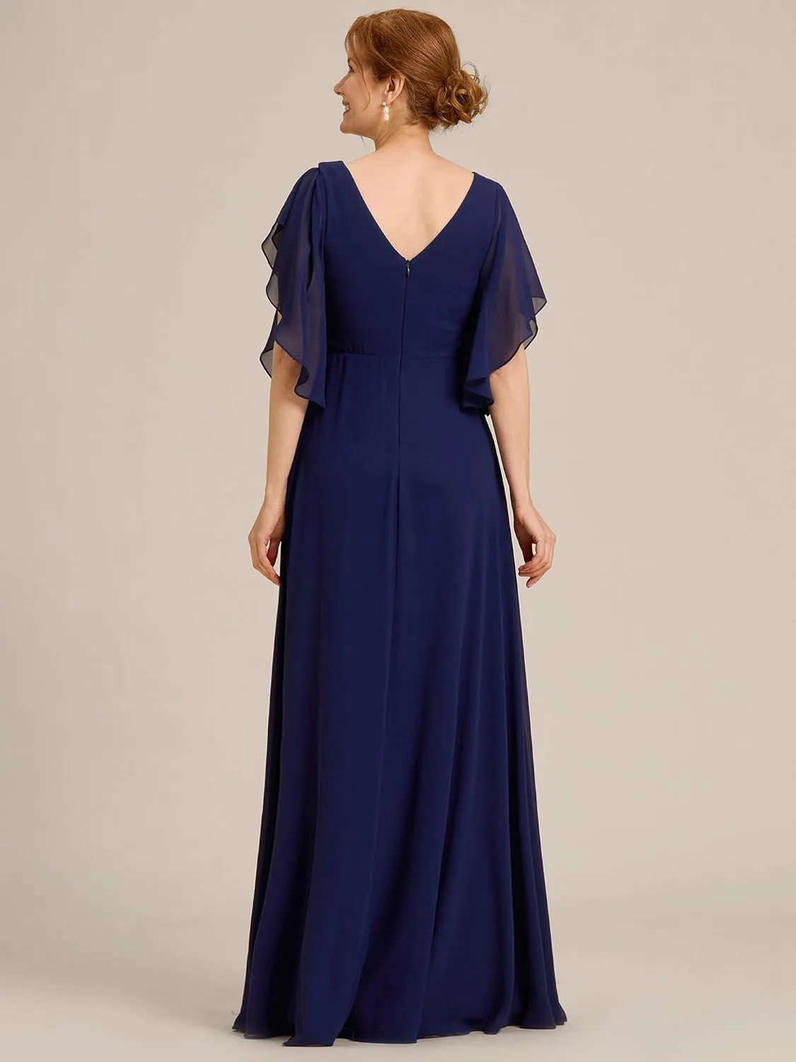 Ever-Pretty Women's V Neck Half Sleeves A Line Applique Maxi Evening Dresses 02033
