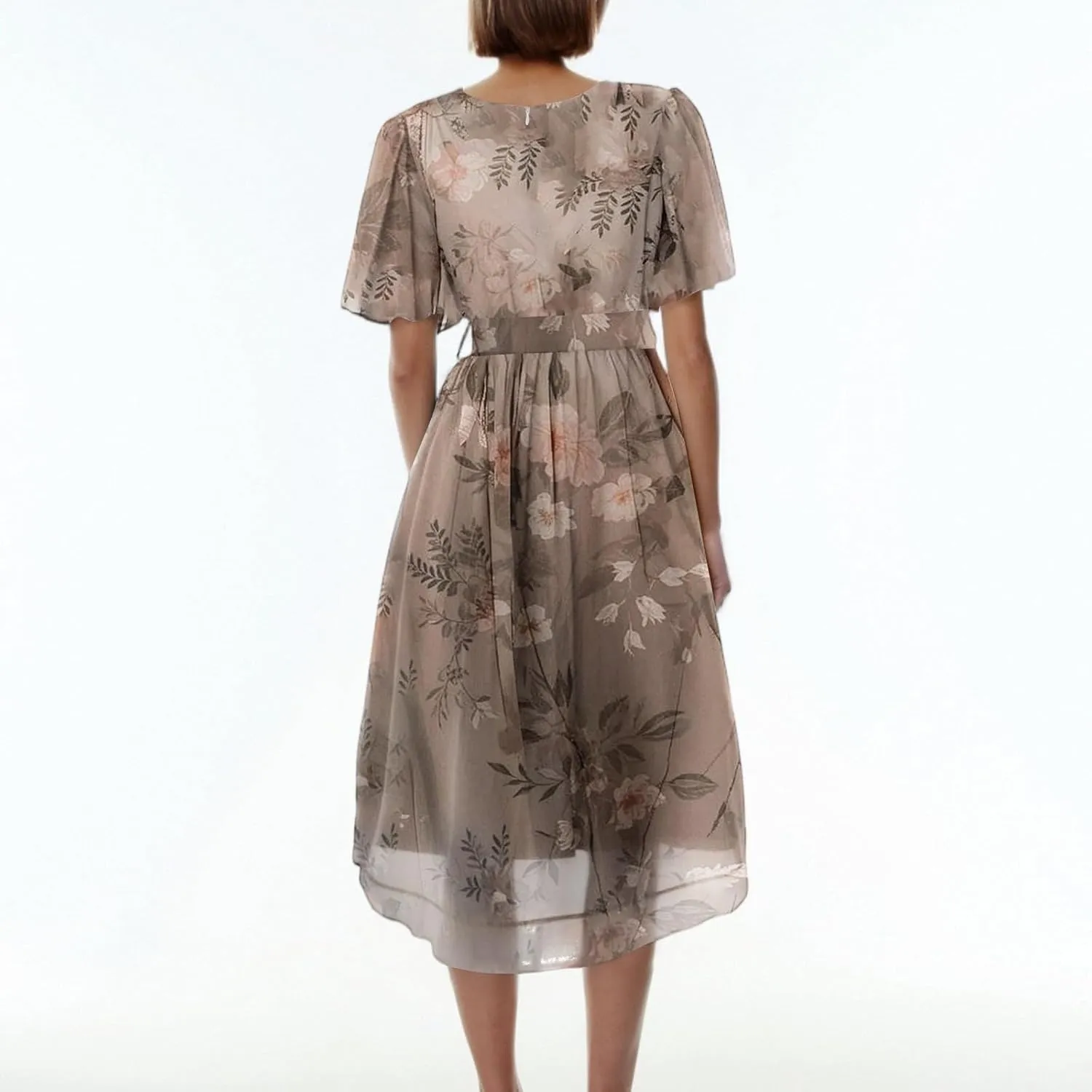 Floral Wedding Guest Dresses Short Sleeve V Neck Chiffon Dress Cute Holiday Hawaiian Travel Outfits
