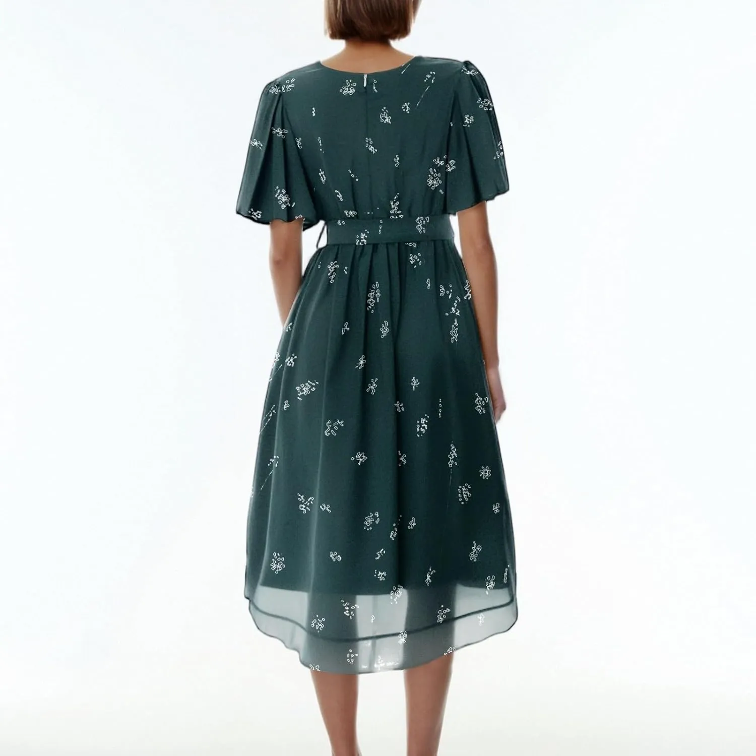 Floral Wedding Guest Dresses Short Sleeve V Neck Chiffon Dress Cute Holiday Hawaiian Travel Outfits