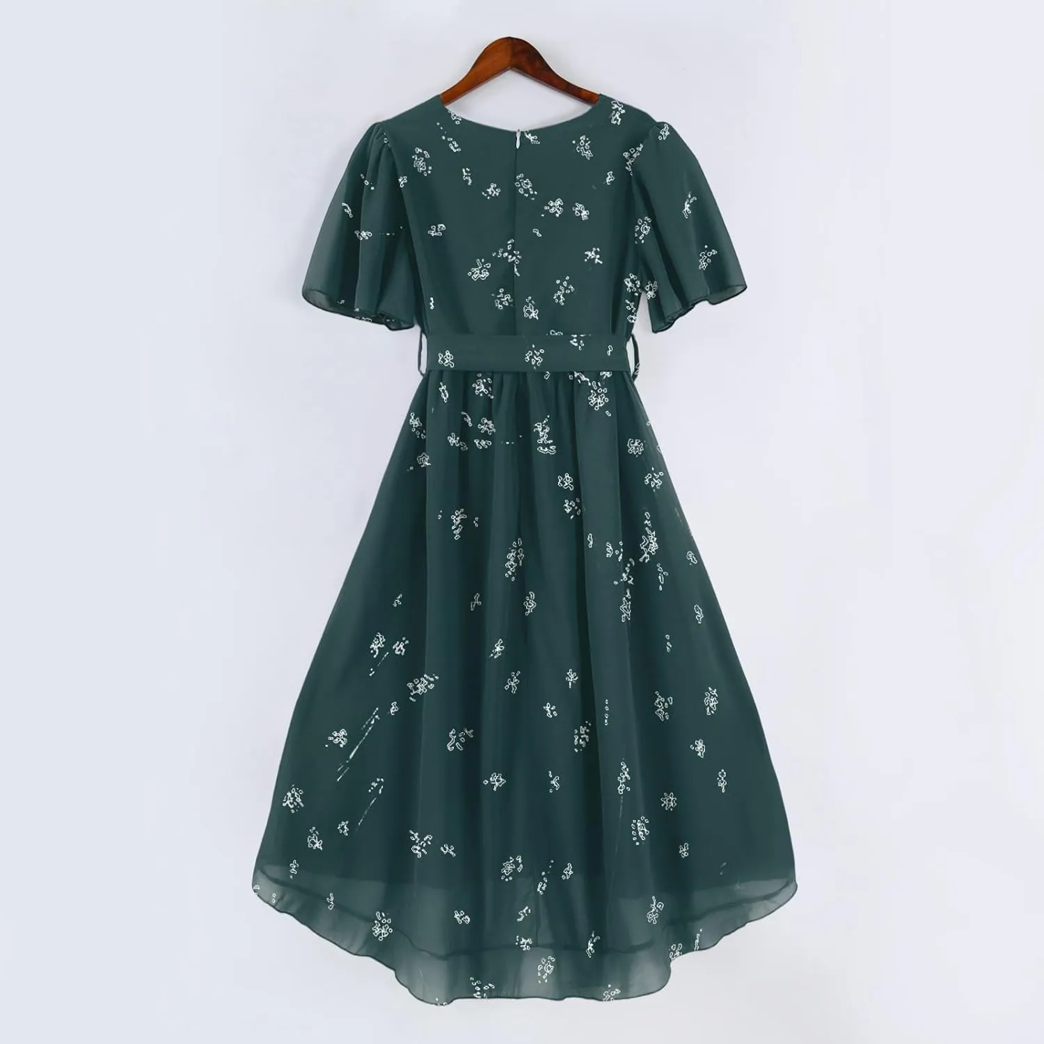 Floral Wedding Guest Dresses Short Sleeve V Neck Chiffon Dress Cute Holiday Hawaiian Travel Outfits