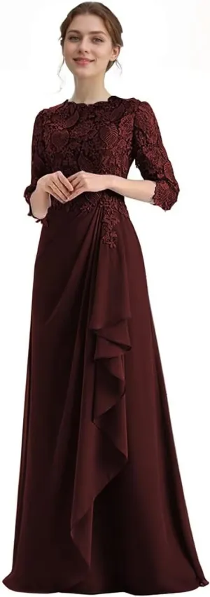 Formal Mother of The Bride Dresses for Wedding Lace Chiffon Formal Dresses Long Evening Gowns for Women