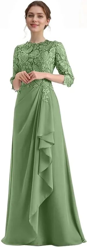 Formal Mother of The Bride Dresses for Wedding Lace Chiffon Formal Dresses Long Evening Gowns for Women