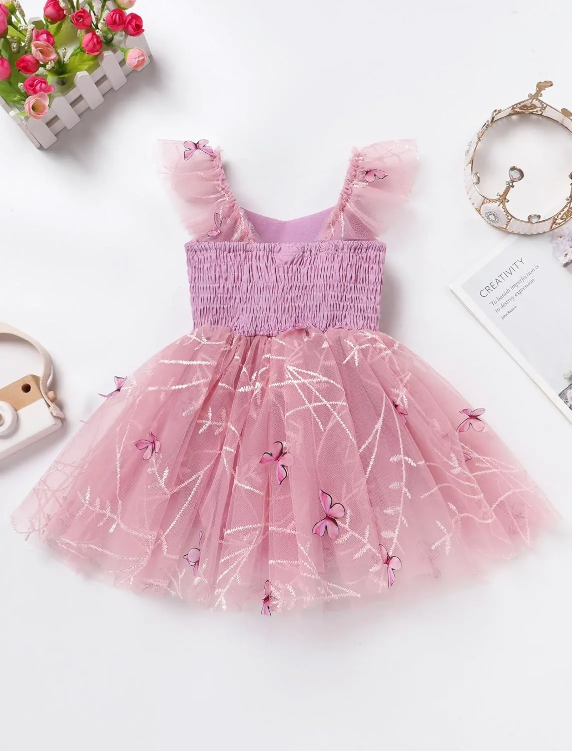 FYMNSI Infant Baby Girl 1st Birthday Outfit Floral Lace Tulle Romper Tutu Dress Headband 2PCS Bodysuit Princess Summer Clothe