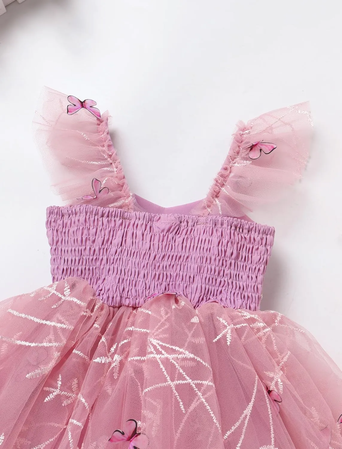FYMNSI Infant Baby Girl 1st Birthday Outfit Floral Lace Tulle Romper Tutu Dress Headband 2PCS Bodysuit Princess Summer Clothe