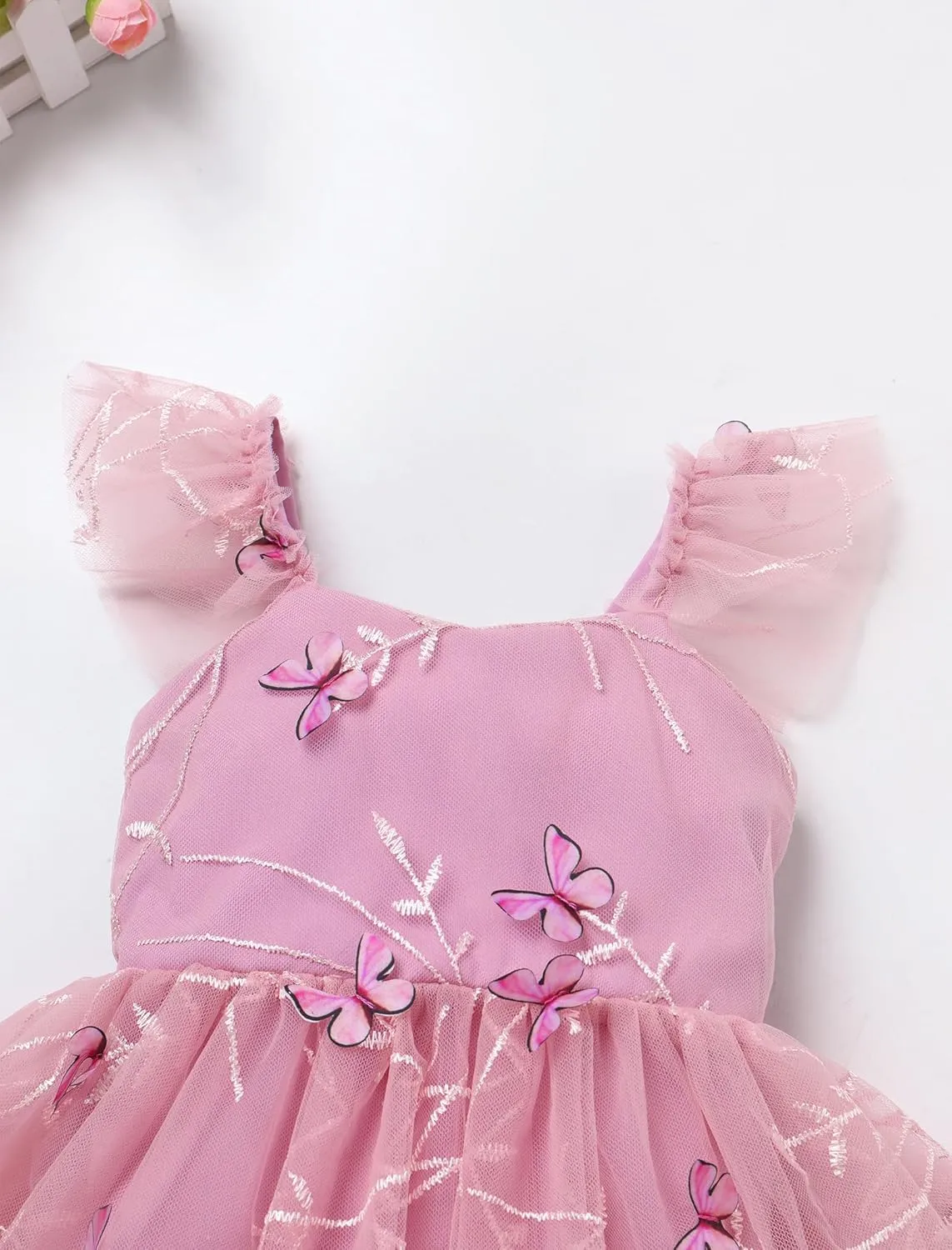 FYMNSI Infant Baby Girl 1st Birthday Outfit Floral Lace Tulle Romper Tutu Dress Headband 2PCS Bodysuit Princess Summer Clothe