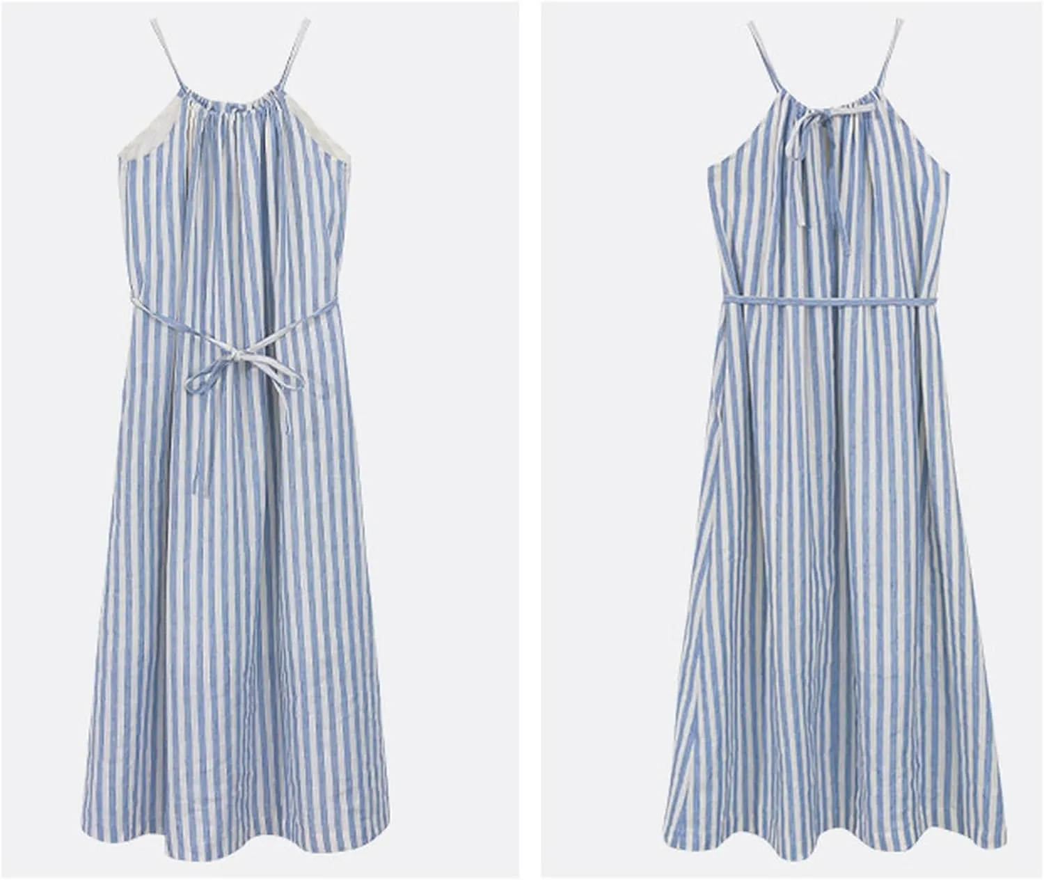 GIBZ Womens Summer Dresses Linen Halter Neck Boho Long Dress Casual Beach Sundress with Adjustable Strap