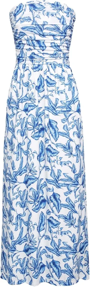 GRACE KARIN Women Strapless Casual Loose Ruched Long Maxi Dress with Pockets