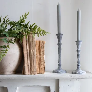 Grey  Distressed Candle Stick - 2 Sizes