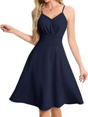 HomRain Women's Cocktail Party Dress V-Neck & Strap Dresses for Women Casual Swing Wedding Guest Dress