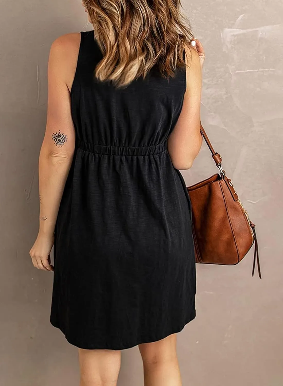 Hount Women's 2024 Casual Summer Sleeveless Dresses Button Down Beach Sundress with Pockets