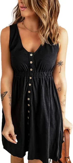 Hount Women's 2024 Casual Summer Sleeveless Dresses Button Down Beach Sundress with Pockets