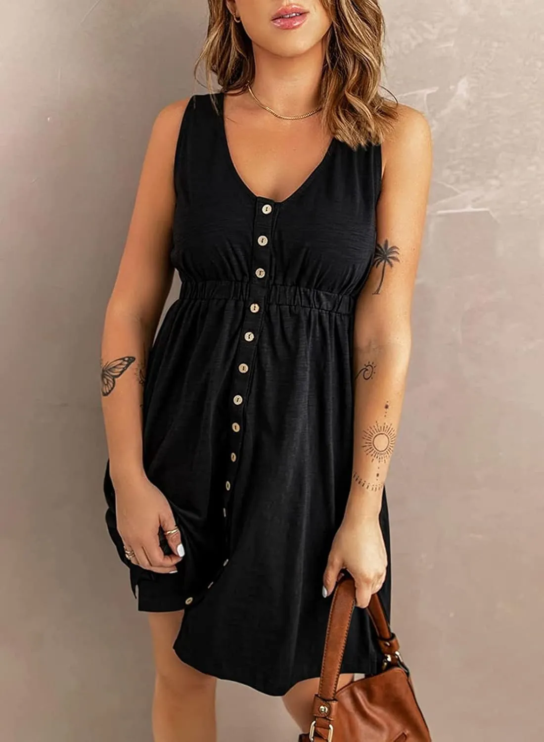 Hount Women's 2024 Casual Summer Sleeveless Dresses Button Down Beach Sundress with Pockets