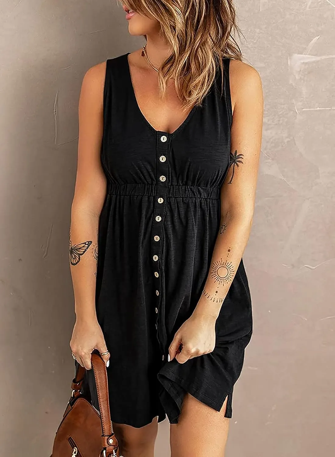Hount Women's 2024 Casual Summer Sleeveless Dresses Button Down Beach Sundress with Pockets