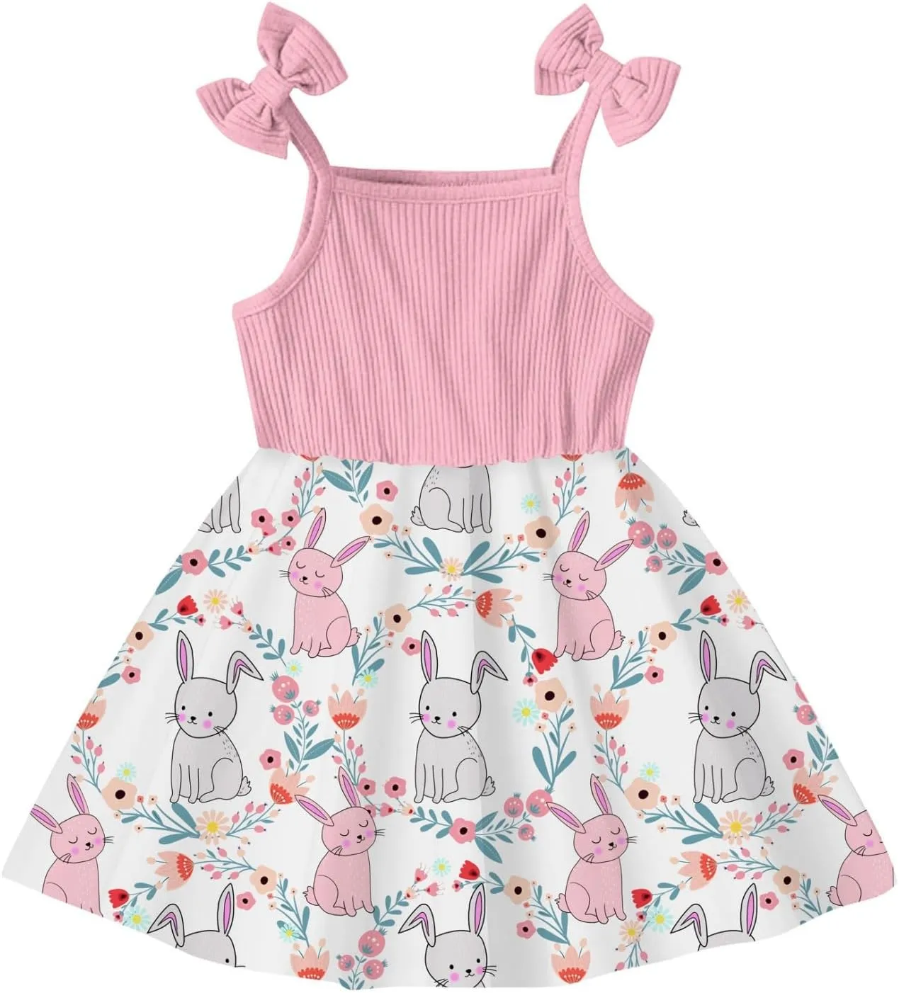 Idgreatim 2-7T Toddler Girls Summer Dress Cute Bowknot Strap Dresses Casual Sleeveless Sling Sundress