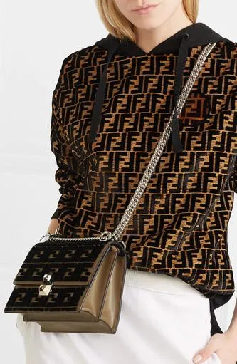 Kan I Small Flocked Leather Shoulder Bag
