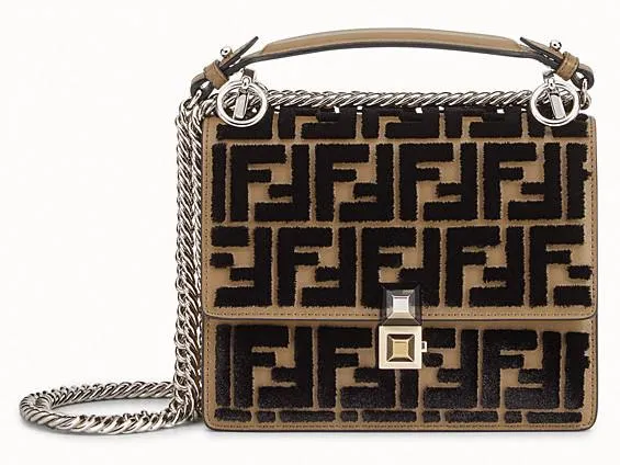 Kan I Small Flocked Leather Shoulder Bag