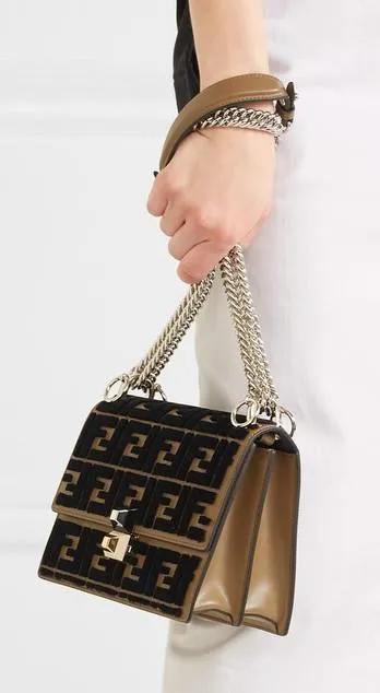 Kan I Small Flocked Leather Shoulder Bag