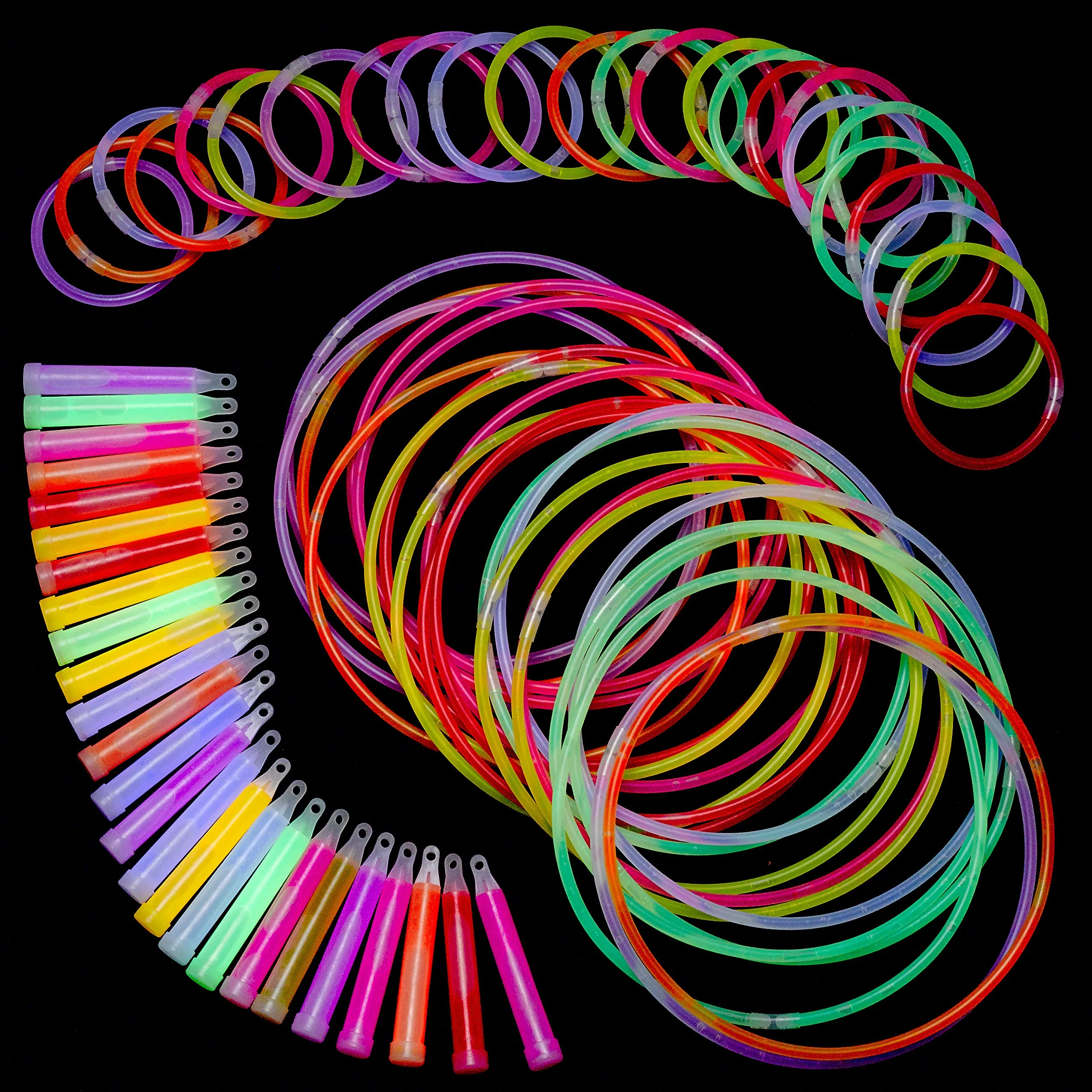 Kicko 75 Pieces Glow Sticks Assortment - Value Pack - Cool and Fun Glow in the Dark theme