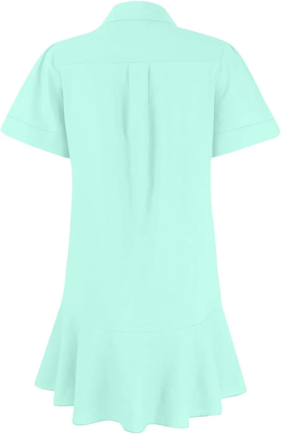 Linen Shirt Dresses for Women Button Down Long Sleeve Short Mini Dress Classic Collar Ruffle Flowy Hem Sundress