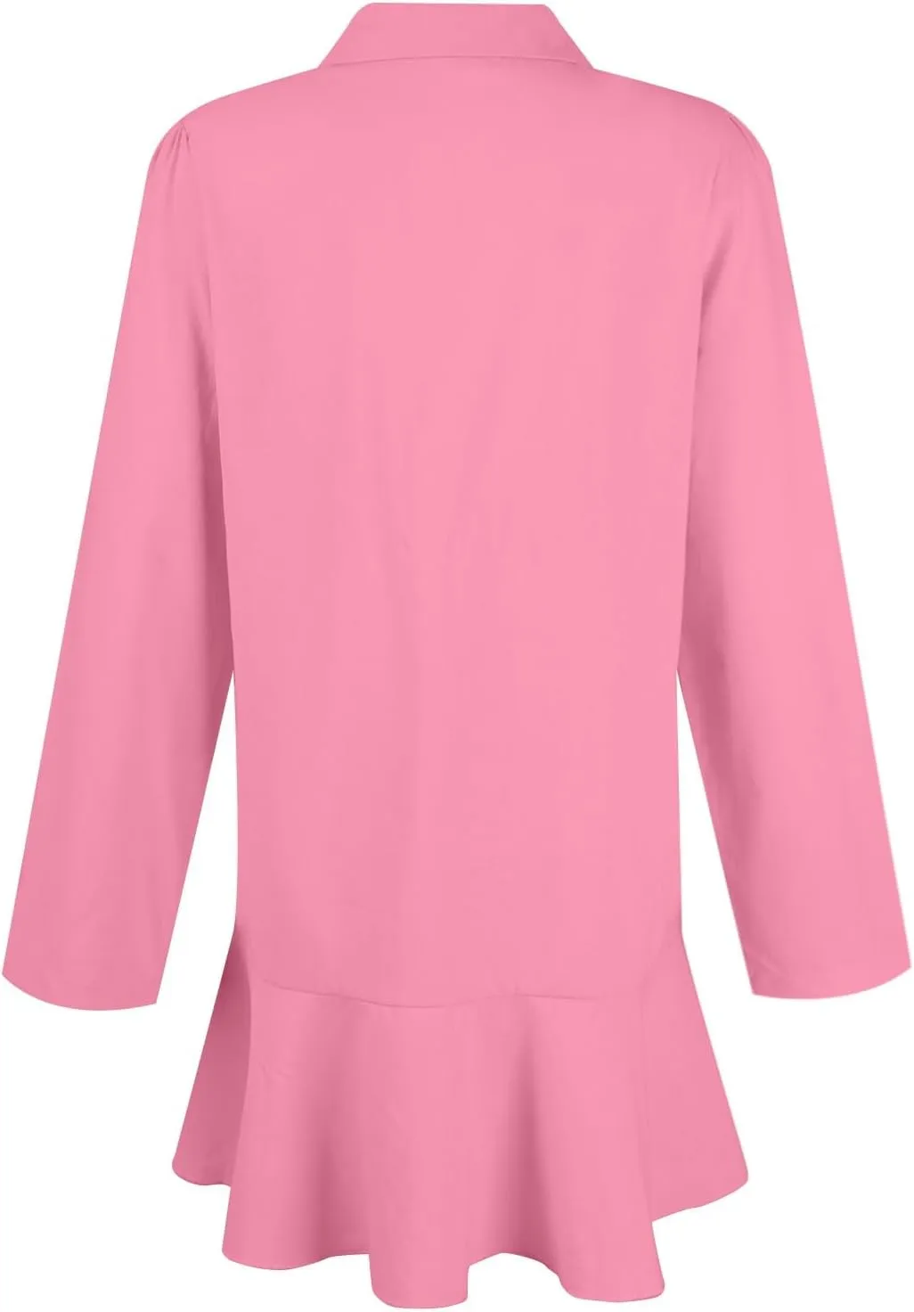 Linen Shirt Dresses for Women Button Down Long Sleeve Short Mini Dress Classic Collar Ruffle Flowy Hem Sundress