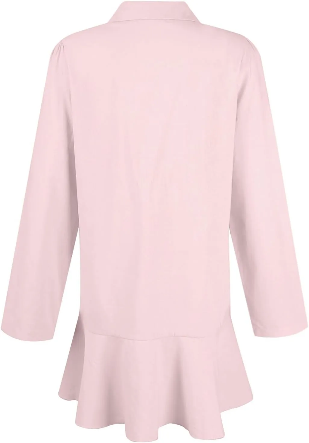 Linen Shirt Dresses for Women Button Down Long Sleeve Short Mini Dress Classic Collar Ruffle Flowy Hem Sundress