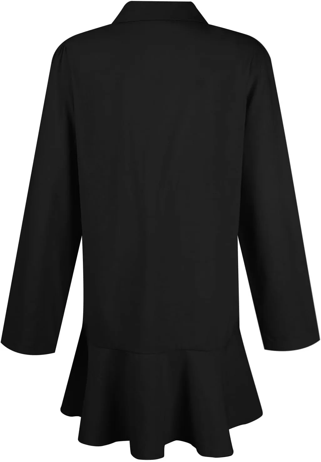 Linen Shirt Dresses for Women Button Down Long Sleeve Short Mini Dress Classic Collar Ruffle Flowy Hem Sundress