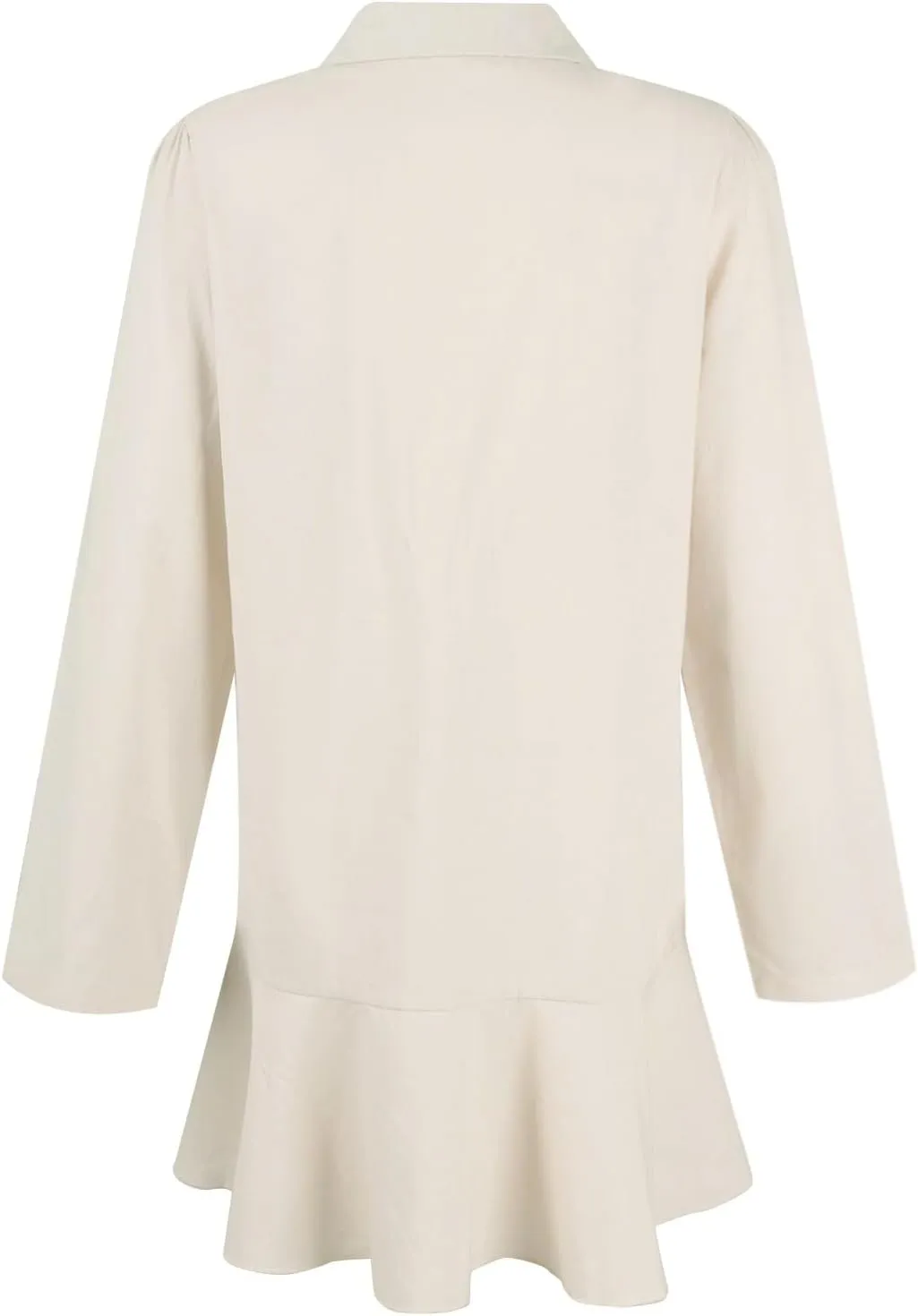Linen Shirt Dresses for Women Button Down Long Sleeve Short Mini Dress Classic Collar Ruffle Flowy Hem Sundress