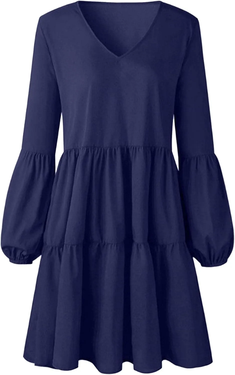 Long Sleeve Dress for Women,2025 Summer Casual Mini Dresses Loose Flowy Tiered Dress,V Neck Boho Ruffle Beach Dres