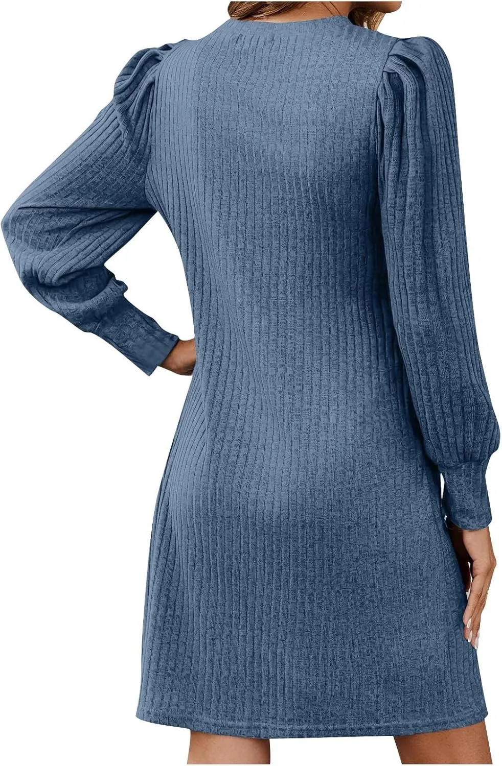 Long Sleeve Ribbed Knit Long Sleeve Dress with Pockets for Women Casual Winter Fall Midi Wedding Guest Work Outfits
