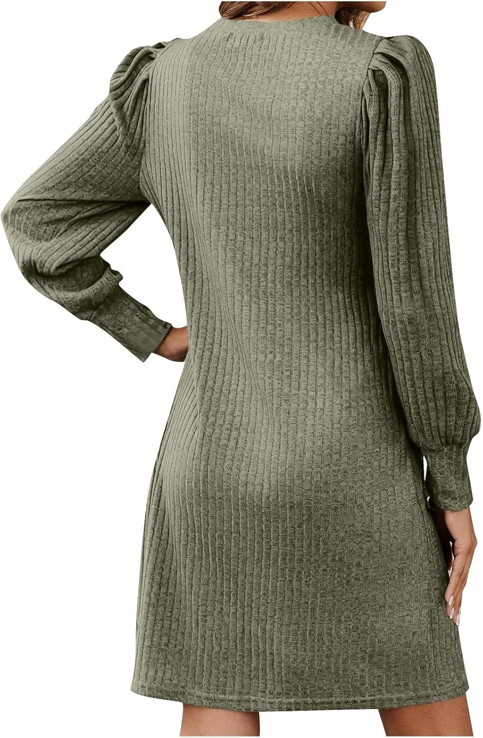 Long Sleeve Ribbed Knit Long Sleeve Dress with Pockets for Women Casual Winter Fall Midi Wedding Guest Work Outfits