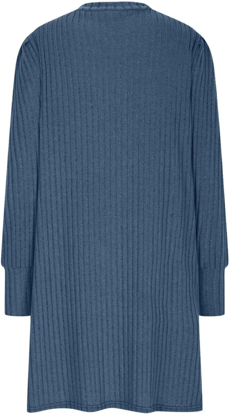 Long Sleeve Ribbed Knit Long Sleeve Dress with Pockets for Women Casual Winter Fall Midi Wedding Guest Work Outfits