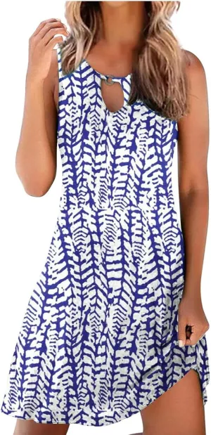 LRMQS Sun Dresses for Women 2025 Vacation Beach Casual Summer Sundresses Sleeveless Tank Short Boho Dress Spring Dresses