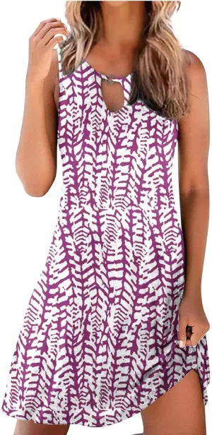 LRMQS Sun Dresses for Women 2025 Vacation Beach Casual Summer Sundresses Sleeveless Tank Short Boho Dress Spring Dresses