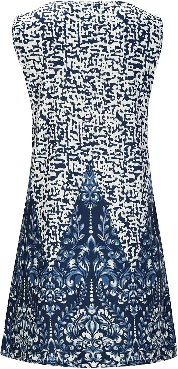 LRMQS Sun Dresses for Women 2025 Vacation Beach Casual Summer Sundresses Sleeveless Tank Short Boho Dress Spring Dresses