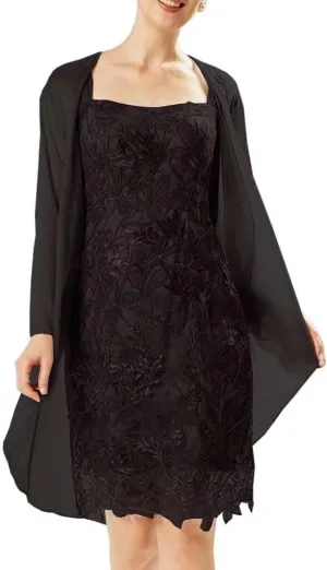 Mother of The Bride Dresses 2 Piece Lace Chiffon Wedding Guest Dress Jacket Wrap for Women Formal Evening Party Gowns