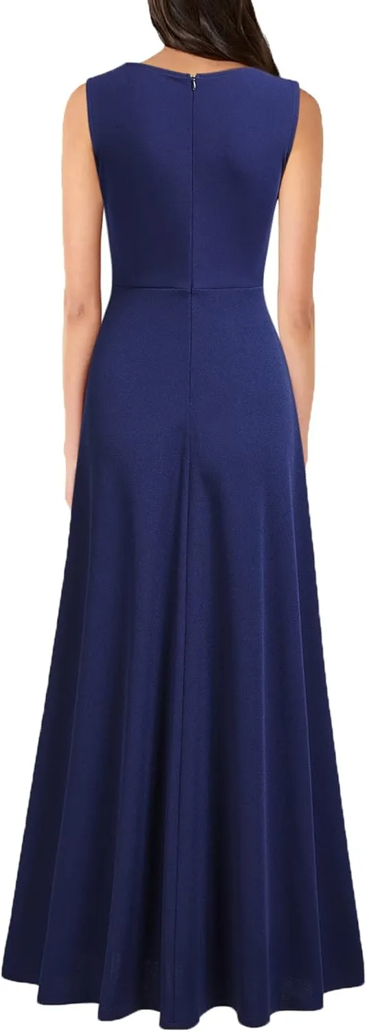 MUSHARE Women's V Neck Sleeveless Split Formal Dress Cocktail Party Prom Long Dresses