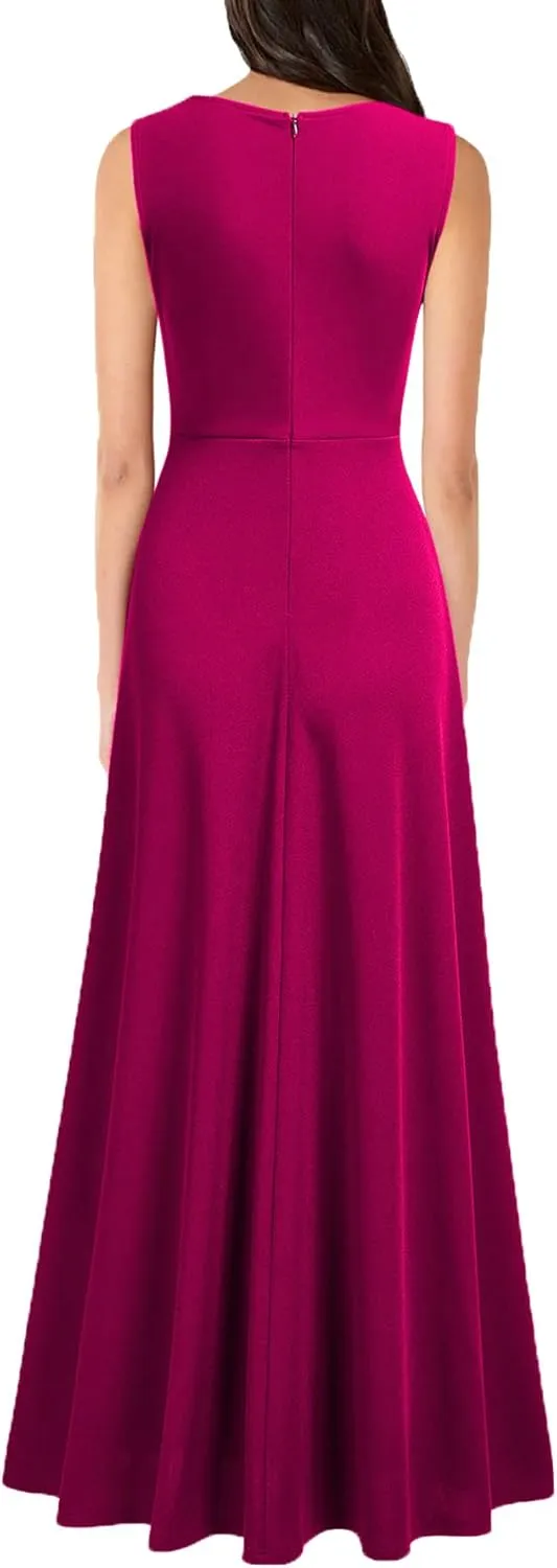 MUSHARE Women's V Neck Sleeveless Split Formal Dress Cocktail Party Prom Long Dresses