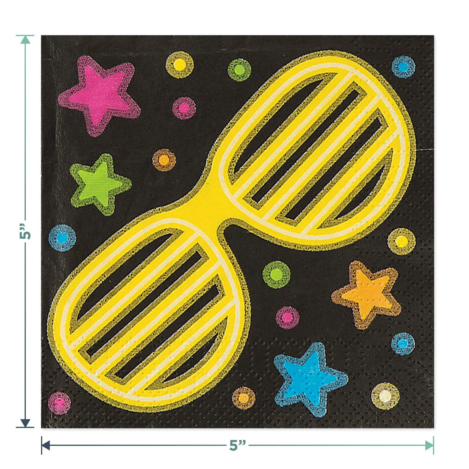 Neon Glow Party Pack - Paper Dessert Plates, Napkins, Balloons, and Table Cover Set (Serves 16)