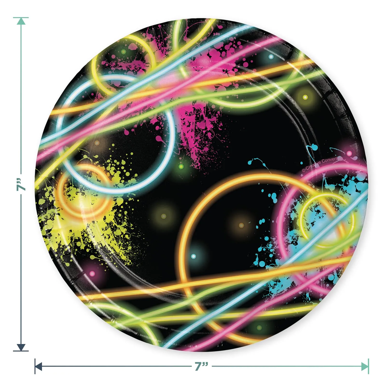Neon Glow Party Pack - Paper Dessert Plates, Napkins, Balloons, and Table Cover Set (Serves 16)