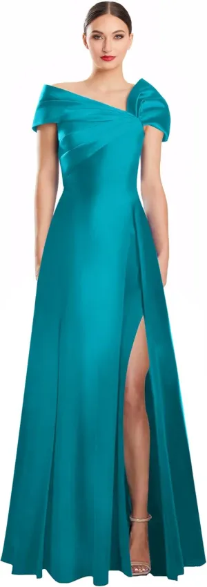 Off Shoulder Satin Formal Dresses Long A Line Evening Party Prom Dresses for Women EA002