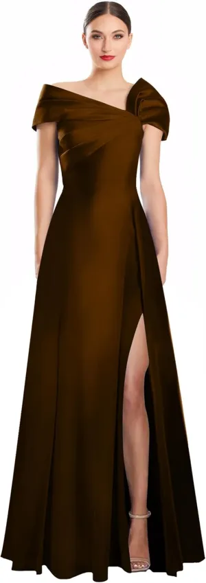 Off Shoulder Satin Formal Dresses Long A Line Evening Party Prom Dresses for Women EA002